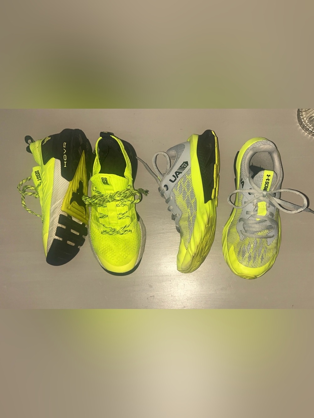 Under Armour Kids' Neon Yellow and Gray Athletic Sneakers